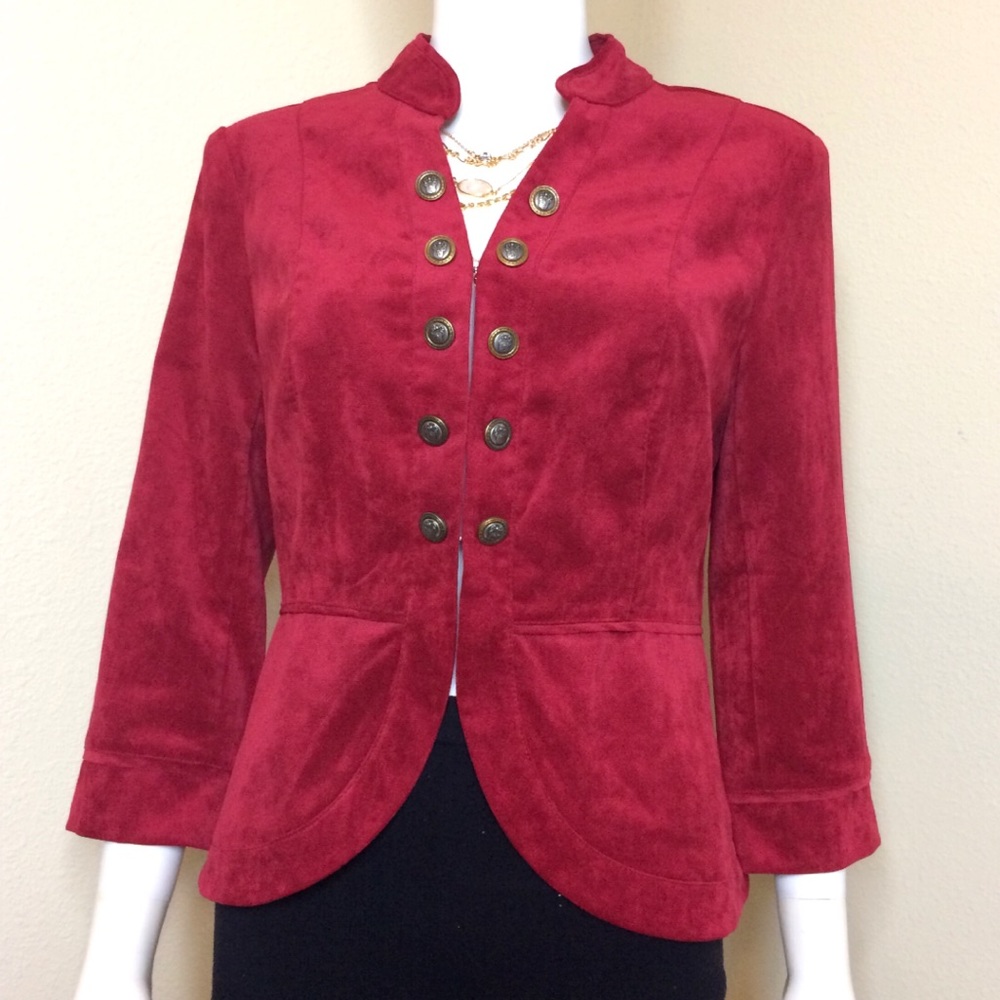 Vintage blazer jacket cropped wine top fitted